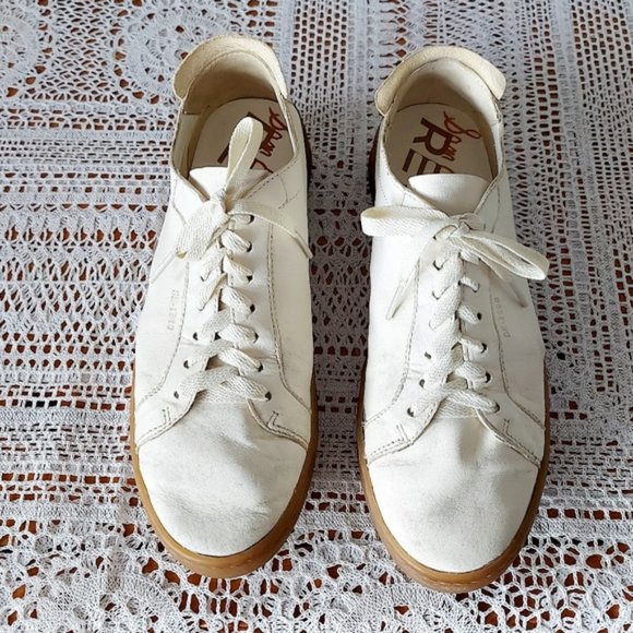 Sam Edelman Leather Sneakers Jayme Se-1980 Cream Lace-up Women's Size 8/8.5 - Picture 1 of 14